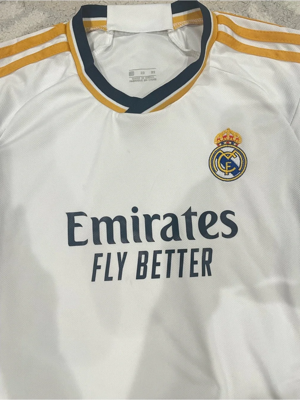 Real Madrid Kids White & Gold Soccer Jersey Set